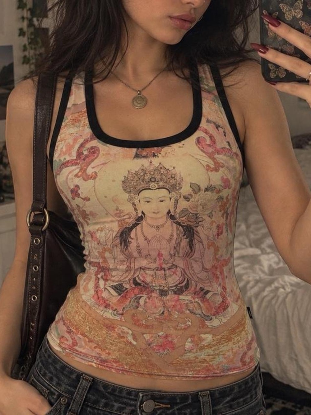 Y2K Buddha Print Tank